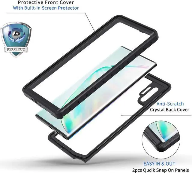 Alt view image 3 of 7 - Galaxy Note 10 Waterproof Case, Dustproof Shockproof Case with Built-in Screen Protector, Full Body Protective Cover for Samsung Galaxy Note 10 6.3 inch 2019