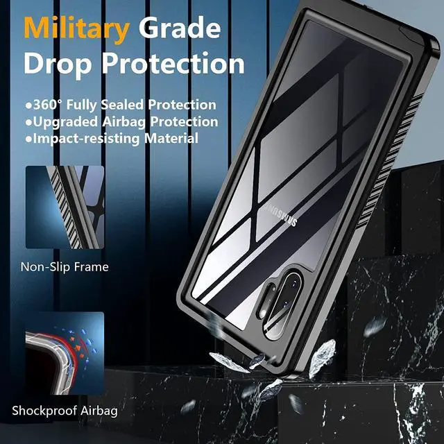 Alt view image 3 of 7 - Galaxy Note 10+ Plus Case, Built-in Screen Protector [Compatible with Fingerprint ID], IP68 Waterproof Dustproof Shockproof Full Body Protective Cover for Samsung Galaxy Note 10+ / Note 10+ 5G