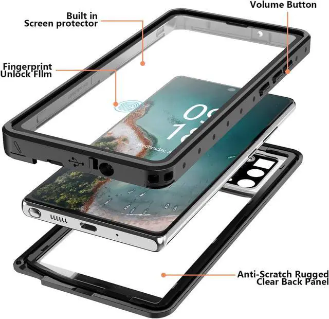 Alt view image 4 of 7 - For Samsung Galaxy Note 20 Case Waterproof, Built in Screen Protector 360° Full Body Heavy Duty Protective Shockproof IP68 Underwater Case for Samsung Galaxy Note 20 6.7 inch