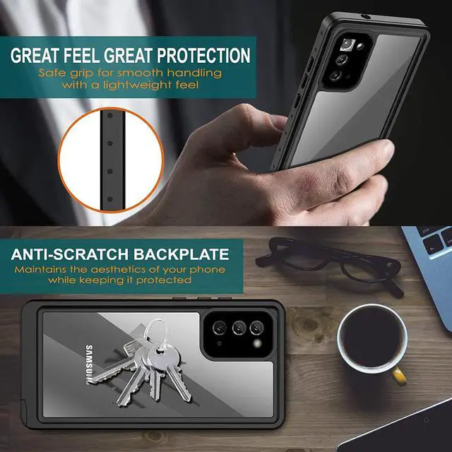 Alt view image 5 of 7 - For Samsung Galaxy Note 20 Case Waterproof, Built in Screen Protector 360° Full Body Heavy Duty Protective Shockproof IP68 Underwater Case for Samsung Galaxy Note 20 6.7 inch