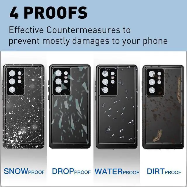 Alt view image 2 of 7 - For Samsung Galaxy S22 Ultra Waterproof Case, Built-in Screen Protector Full Protection Heavy Duty Shockproof Cover Anti-Scratched Rugged Case for Galaxy S22 Ultra 5G 6.8 inch 2022