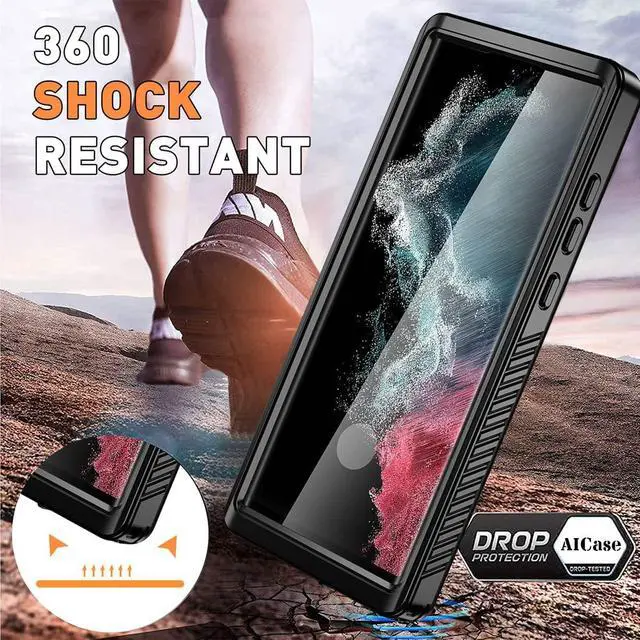 Alt view image 3 of 7 - For Samsung Galaxy S22 Ultra Waterproof Case, Built-in Screen Protector Full Protection Heavy Duty Shockproof Cover Anti-Scratched Rugged Case for Galaxy S22 Ultra 5G 6.8 inch 2022