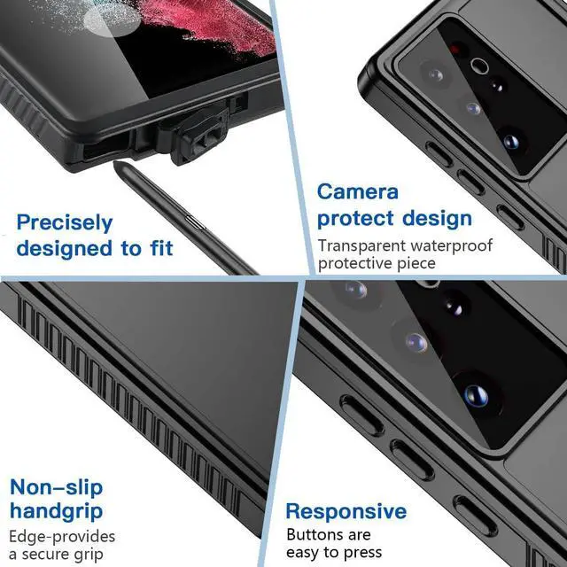 Alt view image 6 of 7 - For Samsung Galaxy S22 Ultra Waterproof Case, Built-in Screen Protector Full Protection Heavy Duty Shockproof Cover Anti-Scratched Rugged Case for Galaxy S22 Ultra 5G 6.8 inch 2022
