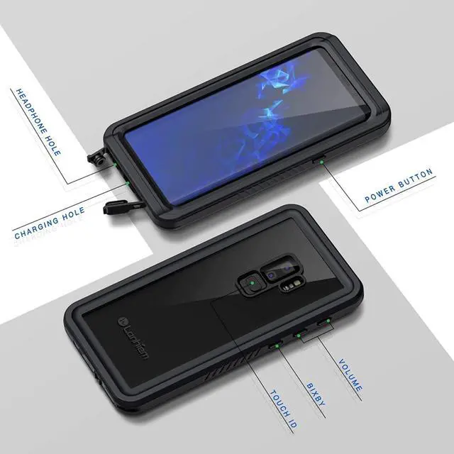 Alt view image 5 of 7 - Samsung Galaxy S9+ Plus Case, IP68 Waterproof Dustproof Shockproof Case with Built-in Screen Protector, Full Body Sealed Underwater Protective Clear Cover for Samsung S9 Plus 6.2 inch