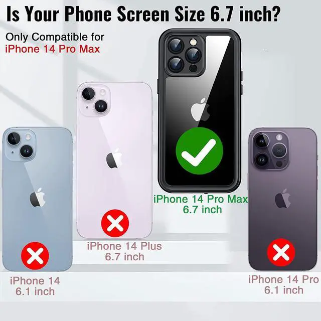 Alt view image 2 of 7 - Compatible with iPhone 14 Pro Max Waterproof Case, Built-in Screen Full-Body Protector, IP68 Waterproof Shockproof Cover for iPhone 14 Pro Max 6.7 inch