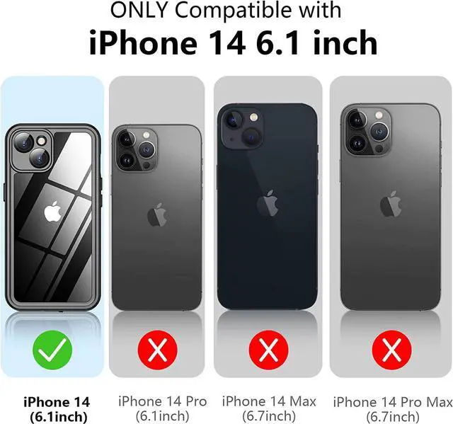 Alt view image 2 of 7 - For iPhone 14 Case Waterproof, with Built in Sensitive Screen Protector Shockproof Cover 360 Full Body Heavy Duty Protective Phone Case for iPhone 14 5G 6.1 inch