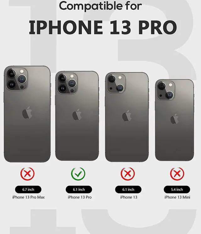 Alt view image 2 of 7 - For iPhone 13 Pro Case Waterproof Shockproof with Screen Protector Full Body Protector Dustproof Dirtproof Heavy Duty Phone Case for iPhone 13 Pro 6.1inch