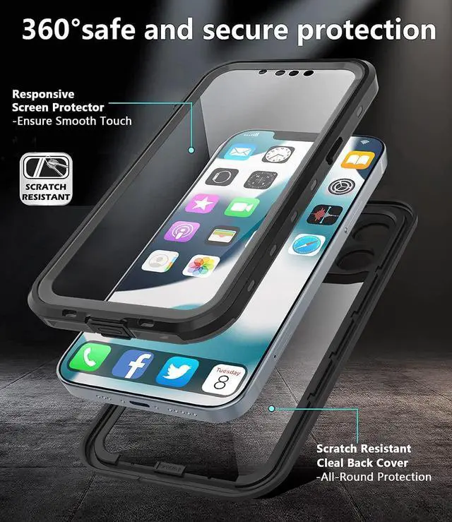 Alt view image 6 of 7 - For iPhone 13 Pro Case Waterproof Shockproof with Screen Protector Full Body Protector Dustproof Dirtproof Heavy Duty Phone Case for iPhone 13 Pro 6.1inch