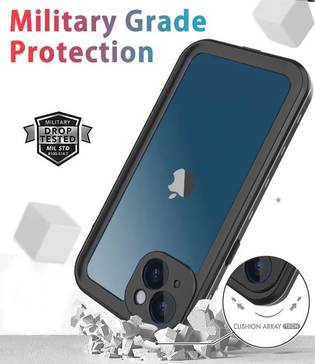 Alt view image 4 of 7 - For iPhone 13 Case Waterproof Shockproof Dustproof Full-Body Sturdy with Built-in Screen Protector,Underwater Full Sealed Cover Protective for iPhone 13 6.1 inch