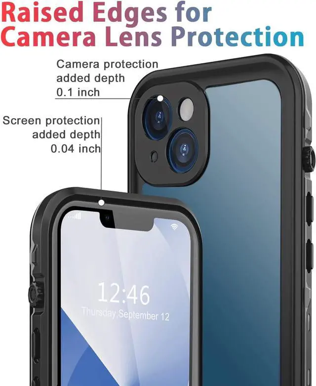 Alt view image 6 of 7 - For iPhone 13 Case Waterproof Shockproof Dustproof Full-Body Sturdy with Built-in Screen Protector,Underwater Full Sealed Cover Protective for iPhone 13 6.1 inch