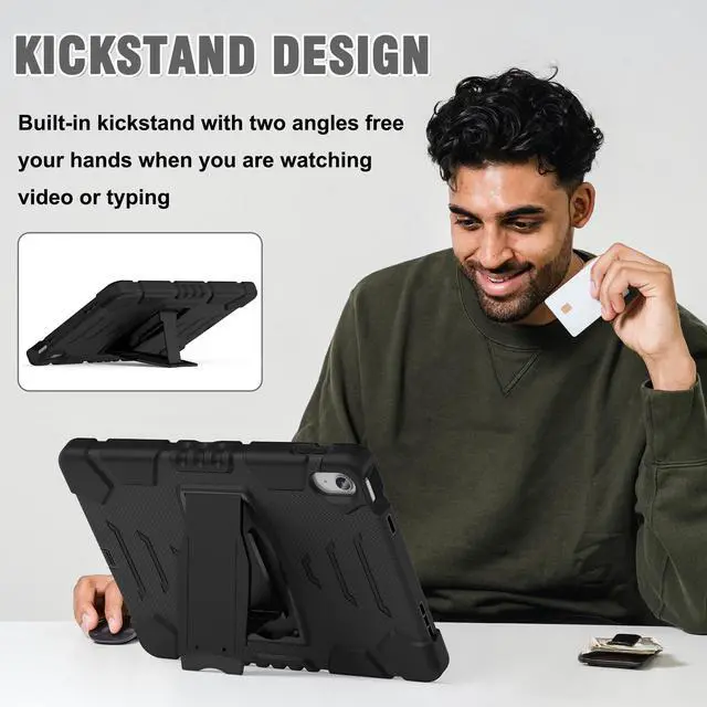 Alt view image 5 of 7 - Case for iPad 10th Generation 10.9 inch 2022, Heavy Duty Multi-Angle Viewing Shockproof Rugged Protective Cover with Built-in Stand for iPad 10th Gen 10.9'' 2022