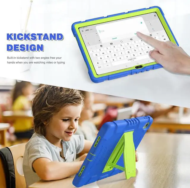 Alt view image 3 of 7 - Case for iPad 10th Generation 10.9 inch 2022, Heavy Duty Multi-Angle Viewing Shockproof Rugged Protective Cover with Built-in Stand for iPad 10th Gen 10.9'' 2022 Blue