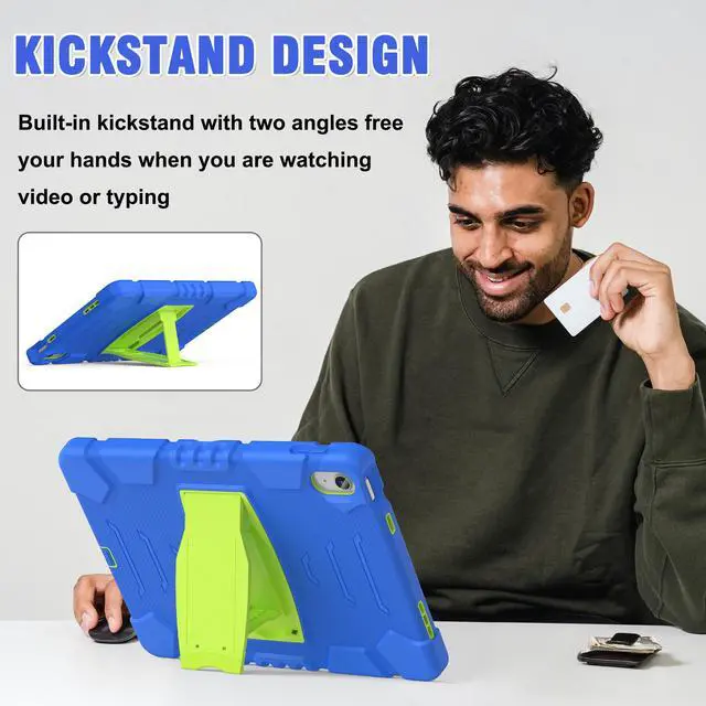 Alt view image 5 of 7 - Case for iPad 10th Generation 10.9 inch 2022, Heavy Duty Multi-Angle Viewing Shockproof Rugged Protective Cover with Built-in Stand for iPad 10th Gen 10.9'' 2022 Blue