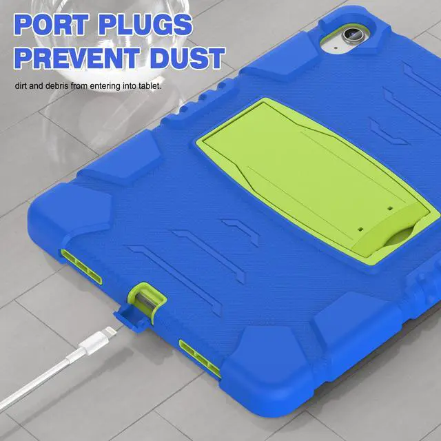 Alt view image 6 of 7 - Case for iPad 10th Generation 10.9 inch 2022, Heavy Duty Multi-Angle Viewing Shockproof Rugged Protective Cover with Built-in Stand for iPad 10th Gen 10.9'' 2022 Blue