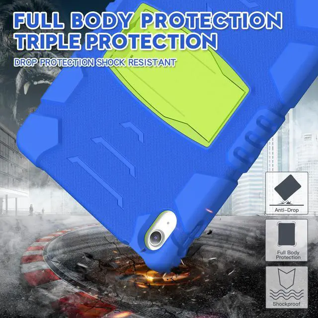 Alt view image 2 of 7 - Case for iPad 10th Generation 10.9 inch 2022, Heavy Duty Multi-Angle Viewing Shockproof Rugged Protective Cover with Built-in Stand for iPad 10th Gen 10.9'' 2022 Blue