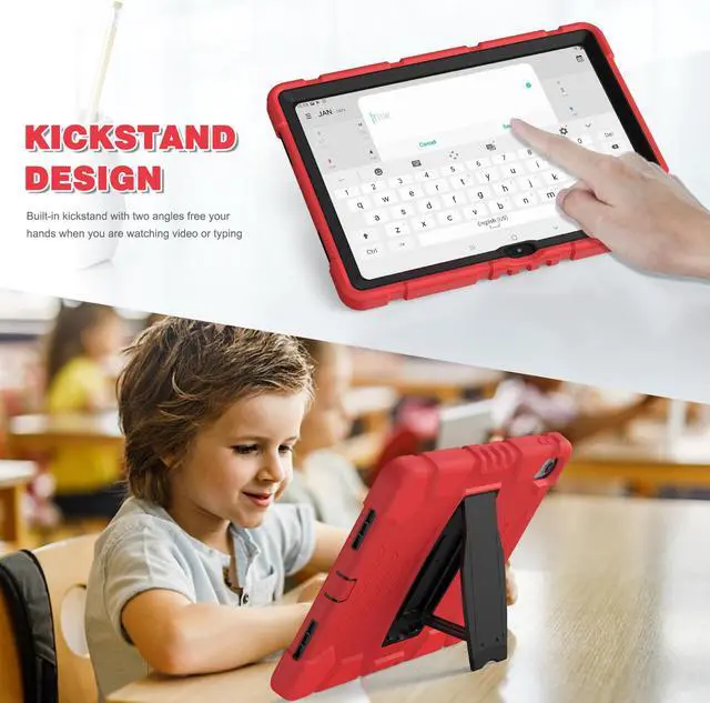 Alt view image 3 of 7 - Case for iPad 10th Generation 10.9 inch 2022, Heavy Duty Multi-Angle Viewing Shockproof Rugged Protective Cover with Built-in Stand for iPad 10th Gen 10.9'' 2022 Red