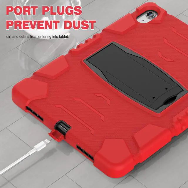 Alt view image 6 of 7 - Case for iPad 10th Generation 10.9 inch 2022, Heavy Duty Multi-Angle Viewing Shockproof Rugged Protective Cover with Built-in Stand for iPad 10th Gen 10.9'' 2022 Red