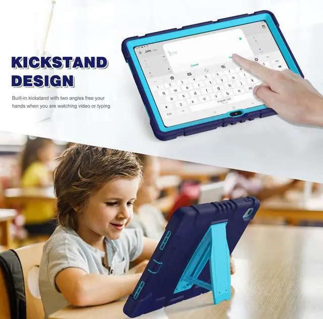 Alt view image 3 of 7 - Case for iPad 10th Generation 10.9 inch 2022, Heavy Duty Multi-Angle Viewing Shockproof Rugged Protective Cover with Built-in Stand for iPad 10th Gen 10.9'' 2022 Navy Blue