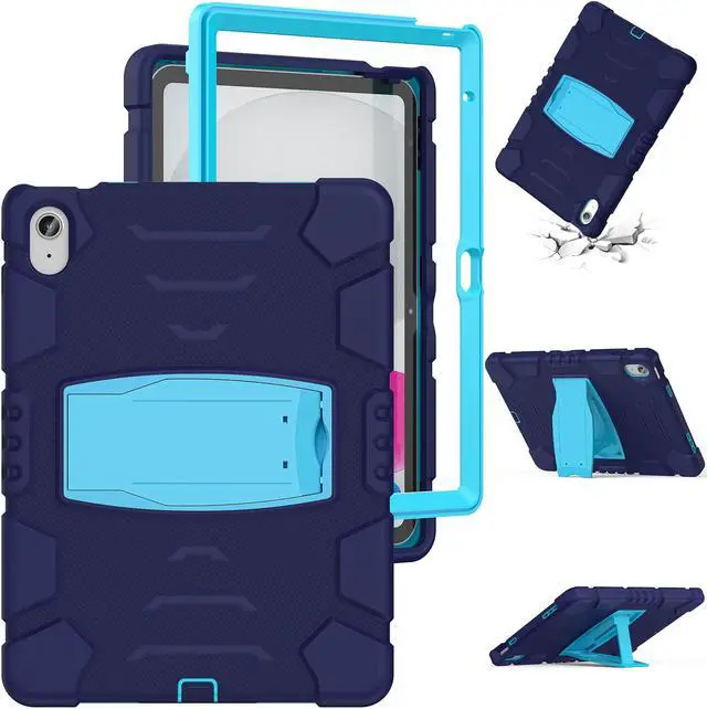 Main image of Case for iPad 10th Generation 10.9 inch 2022, Heavy Duty Multi-Angle Viewing Shockproof Rugged Protective Cover with Built-in Stand for iPad 10th Gen 10.9'' 2022 Navy Blue