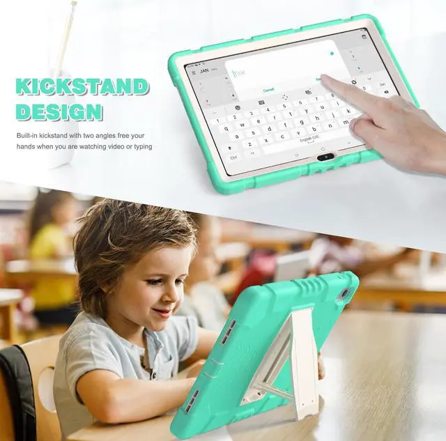 Alt view image 3 of 7 - Case for iPad 10th Generation 10.9 inch 2022, Heavy Duty Multi-Angle Viewing Shockproof Rugged Protective Cover with Built-in Stand for iPad 10th Gen 10.9'' 2022 Mint Green