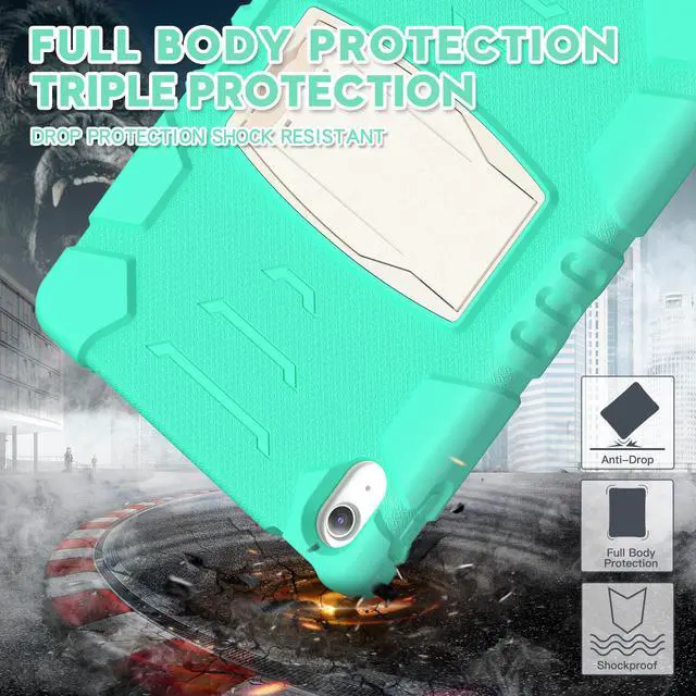 Alt view image 2 of 7 - Case for iPad 10th Generation 10.9 inch 2022, Heavy Duty Multi-Angle Viewing Shockproof Rugged Protective Cover with Built-in Stand for iPad 10th Gen 10.9'' 2022 Mint Green