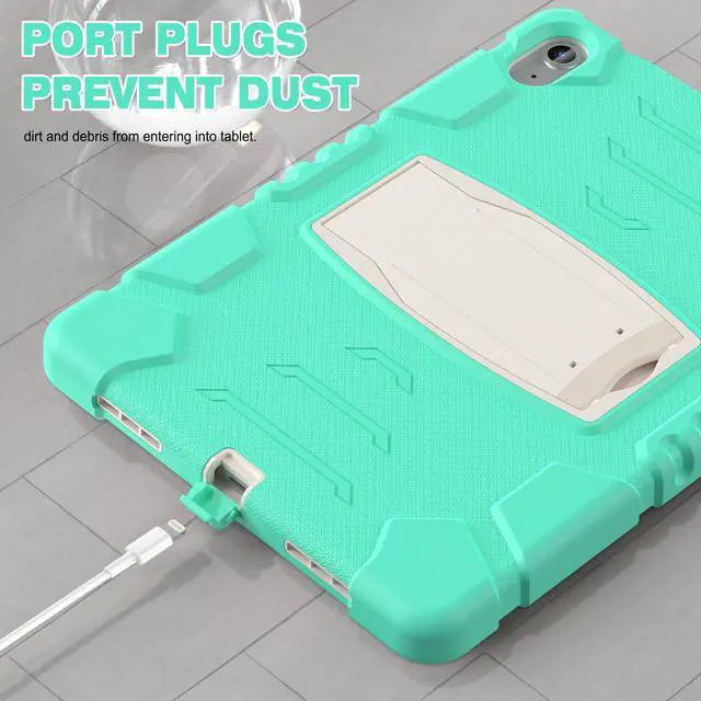 Alt view image 6 of 7 - Case for iPad 10th Generation 10.9 inch 2022, Heavy Duty Multi-Angle Viewing Shockproof Rugged Protective Cover with Built-in Stand for iPad 10th Gen 10.9'' 2022 Mint Green