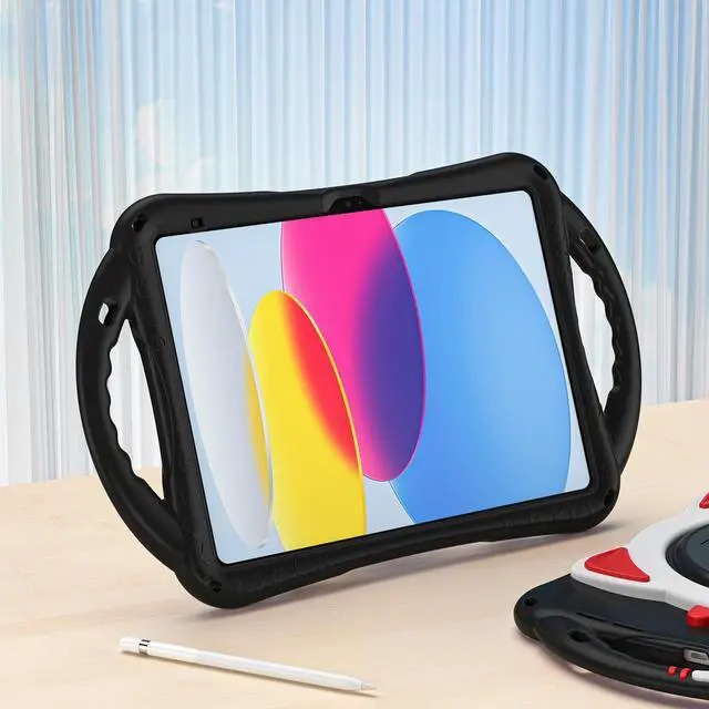 Alt view image 7 of 7 - Case for Apple iPad 10th Generation Case 10.9 Inch 2022, Silicone Shockproof Protective Cover with Pencil Holder, Handle Grip, Kickstand and Shoulder Strap for iPad 10th Gen 10.9''