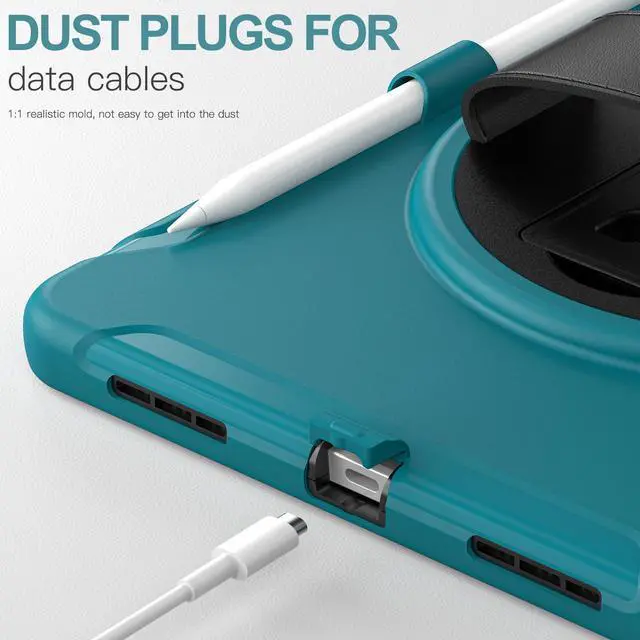 Alt view image 5 of 7 - Case for iPad 10th Generation 10.9 Inch 2022 with Pencil Holder,360° Swivel Stand, Hand Strap, Heavy Duty Shockproof Rugged Protective Cover for iPad 10.9 Inch 2022 Release Blue