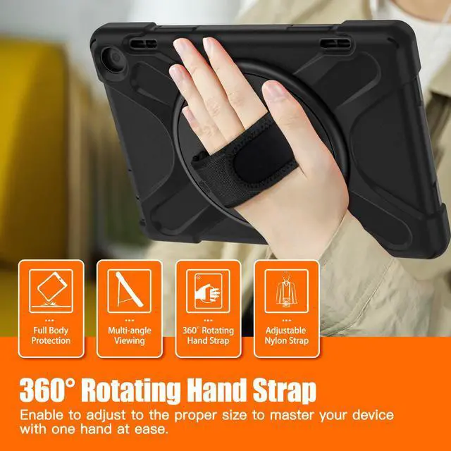 Alt view image 5 of 7 - All New Amazon Fire HD 8 / Fire HD 8 Plus Case - 12th Generation, 2022 Release, Shockproof Cover Heavy Duty Full Body Protective Cover With Stand Hand Strap and Shoulder Strap