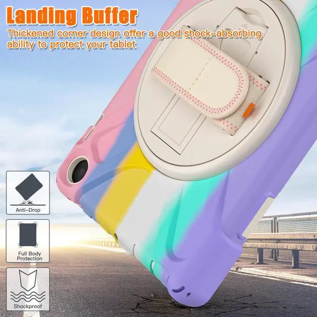 Alt view image 2 of 7 - All New Amazon Fire HD 8 / Fire HD 8 Plus Case  - 12th Generation, 2022 Release, Shockproof Cover Heavy Duty Full Body Protective Cover With Stand Hand Strap and Shoulder Strap Pink