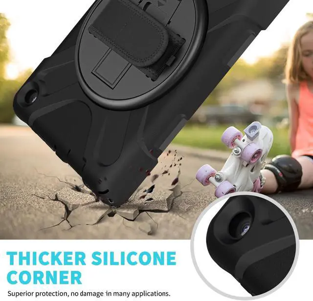 Alt view image 6 of 7 - Case For All New Amazon Fire 7 inch Tablet 12th Generation, 2022 Released, Shockproof Cover Heavy Duty Full Body Protective Cover With Stand, Hand Strap and Shoulder Strap