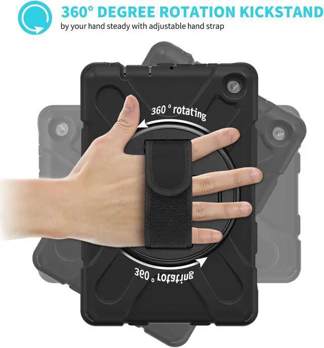 Alt view image 3 of 7 - Case For All New Amazon Fire 7 inch Tablet 12th Generation, 2022 Released, Shockproof Cover Heavy Duty Full Body Protective Cover With Stand, Hand Strap and Shoulder Strap