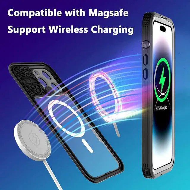 Alt view image 4 of 7 - For iPhone 14 Pro Max Waterproof Case with Built-in Screen Protector Dustproof Shockproof Drop Proof Case, Rugged Full Body Underwater Protective Cover for iPhone 14 Pro Max 6.7 inch