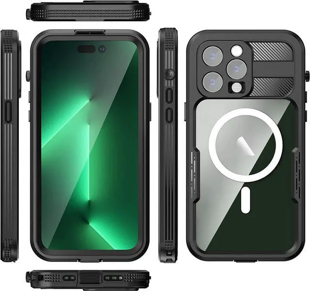 Alt view image 7 of 7 - For iPhone 14 Pro Max Waterproof Case with Built-in Screen Protector Dustproof Shockproof Drop Proof Case, Rugged Full Body Underwater Protective Cover for iPhone 14 Pro Max 6.7 inch