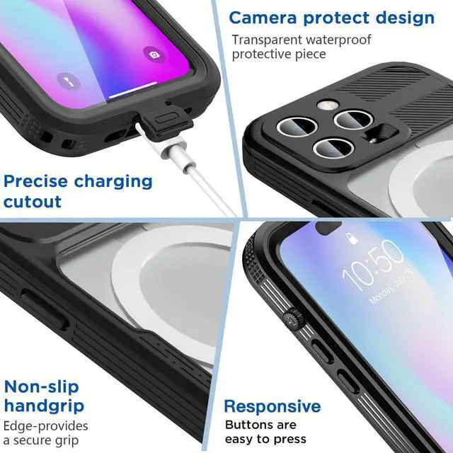 Alt view image 5 of 7 - Waterproof Case for iPhone 14 Pro Max 6.7 inch, Compatible with MagSafe Snowproof, Dustproof and Shockproof, IP68 Certified Full Body Protection Fully Sealed Underwater Cover for iPhone 14 Pro Max