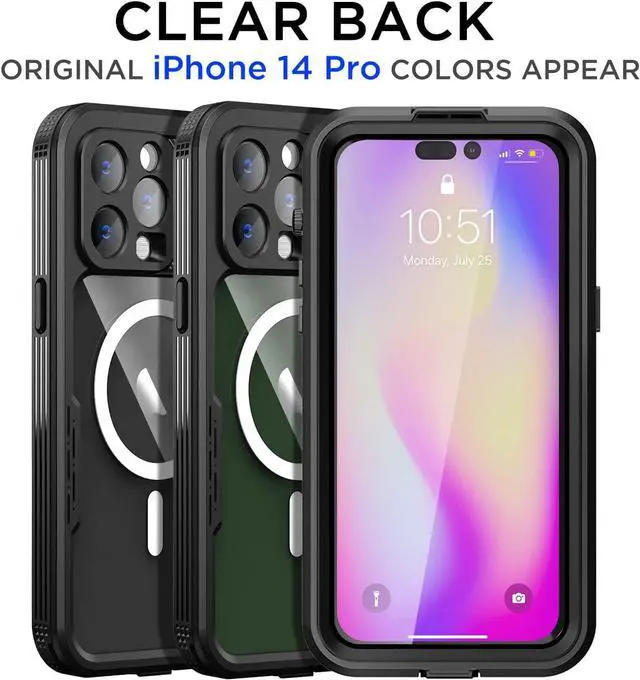 Alt view image 7 of 7 - For iPhone 14 Pro 6.1 inch Waterproof Case with Built-in Screen Protector Dustproof Shockproof Drop Proof Case, Rugged Full Body Underwater Protective Cover for iPhone 14 Pro 6.1"