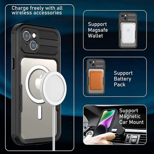 Alt view image 5 of 7 - For iPhone 14 Plus Case Waterproof, Full Body Protective Dust-Proof Shockproof Cover Waterproof Case with Built-in Screen Protector for iPhone 14 Plus 6.7 inch 2022