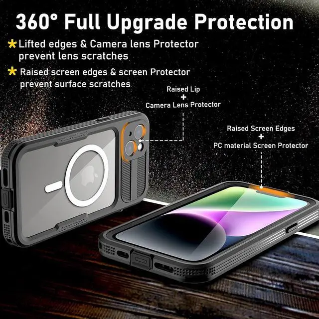 Alt view image 6 of 7 - For iPhone 14 Plus Case Waterproof, Full Body Protective Dust-Proof Shockproof Cover Waterproof Case with Built-in Screen Protector for iPhone 14 Plus 6.7 inch 2022