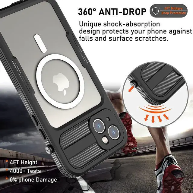 Alt view image 4 of 7 - For iPhone 14 Plus Case Waterproof, Full Body Protective Dust-Proof Shockproof Cover Waterproof Case with Built-in Screen Protector for iPhone 14 Plus 6.7 inch 2022