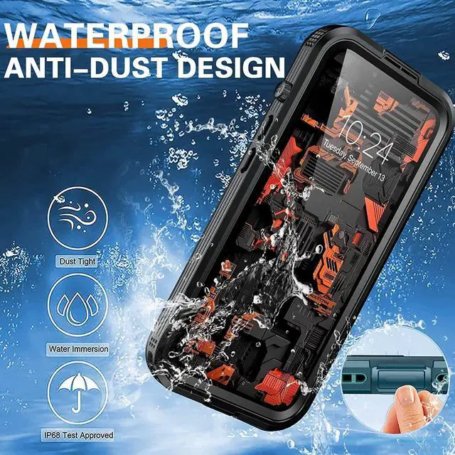 Alt view image 3 of 7 - For iPhone 14 Waterproof Case, Compatible with Magsafe, Heavy Duty Magnetic Protective Cover Phone Case with Built in Screen Protector for iPhone 14 6.1 inch 2022