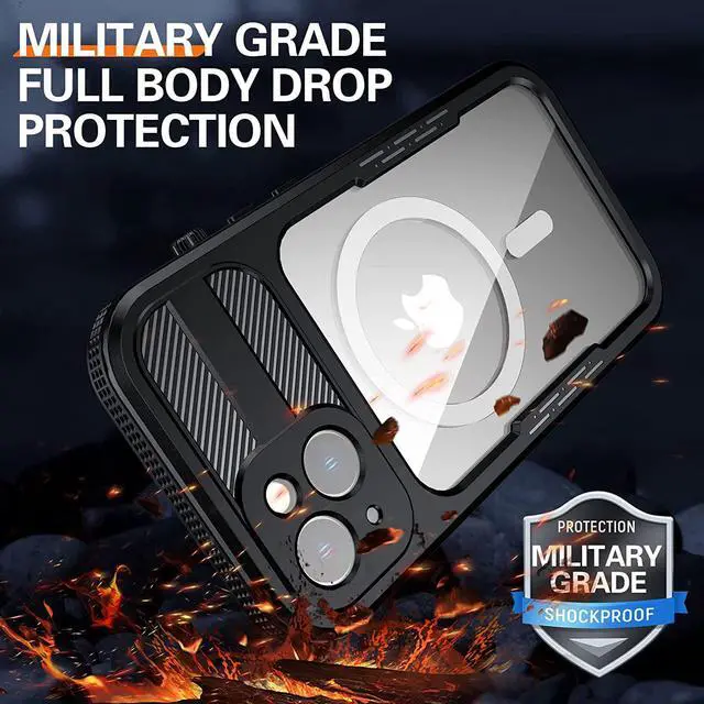 Alt view image 4 of 7 - For iPhone 14 Waterproof Case, Compatible with Magsafe, Heavy Duty Magnetic Protective Cover Phone Case with Built in Screen Protector for iPhone 14 6.1 inch 2022