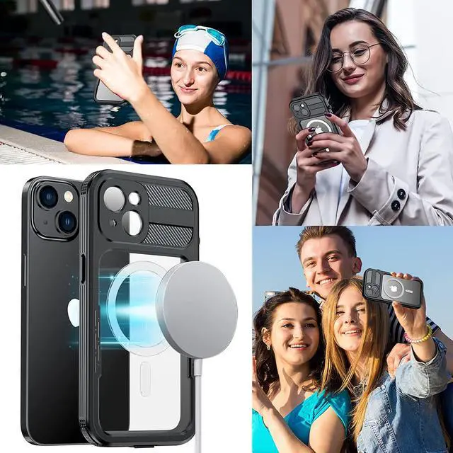Alt view image 7 of 7 - For iPhone 14 Waterproof Case, Compatible with Magsafe, Heavy Duty Magnetic Protective Cover Phone Case with Built in Screen Protector for iPhone 14 6.1 inch 2022