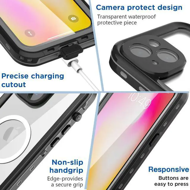 Alt view image 6 of 7 - Waterproof Case for iPhone 14 Plus 6.7 inch with MagSafe Support Snowproof, Dustproof and Shockproof, IP68 Certified Full Body Protection Fully Sealed Underwater Cover for iPhone 14 Plus 6.7" 2022