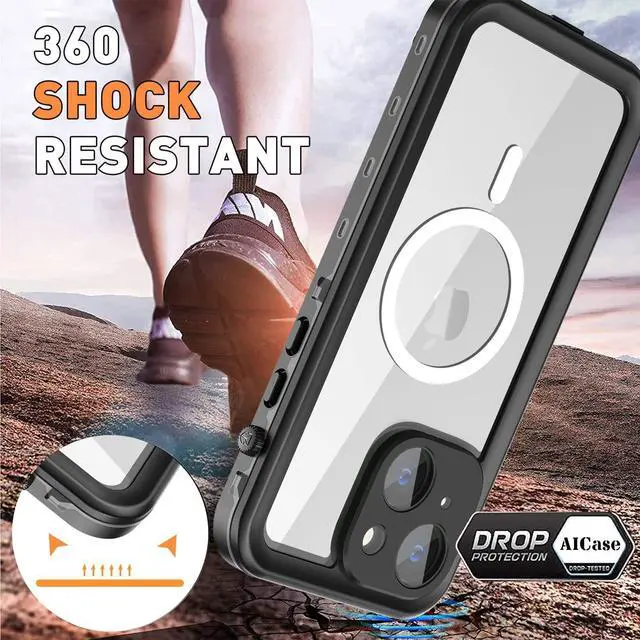 Alt view image 5 of 7 - For iPhone 14 6.1 inch Case Waterproof, Compatible with Magsafe Magnetic Protective Cover, Water Proof Mag Safe Magnet Shockproof Full Body Clear with Screen Protector