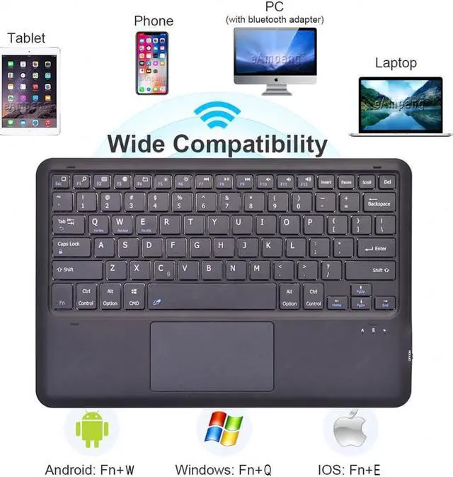 Alt view image 6 of 7 - Bluetooth Keyboard Case with Trackpad for iPad Pro 12.9 inch 2022 2021 2020 2018 iPad 6th 5th 4th and 3rd Generation Removable Wireless Keyboard with Leather Cover