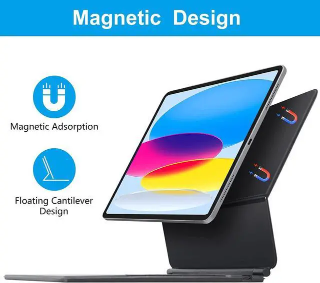 Alt view image 3 of 7 - Magic Keyboard for iPad Pro 11 2022 2021 2020 2018 / iPad Air 5 2022/Air 4 10.9 2020 Backlit Trackpad Keyboard Magnetic Smart Stand Cover for iPad Pro 11 inch 4th 3rd 2nd 1st Gen, iPad Air 5th 4th Gen