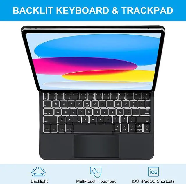 Alt view image 2 of 7 - Magic Keyboard for iPad Pro 11 2022 2021 2020 2018 / iPad Air 5 2022/Air 4 10.9 2020 Backlit Trackpad Keyboard Magnetic Smart Stand Cover for iPad Pro 11 inch 4th 3rd 2nd 1st Gen, iPad Air 5th 4th Gen