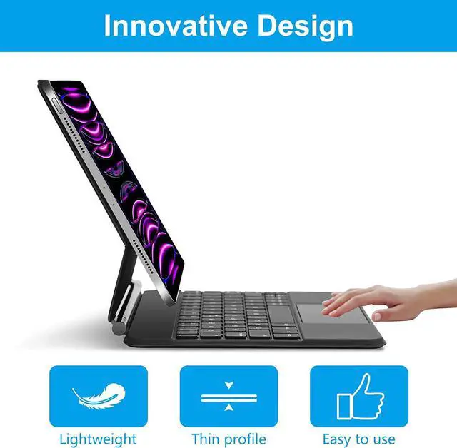 Alt view image 4 of 7 - Magic Keyboard for iPad Pro 11 2022 2021 2020 2018 / iPad Air 5 2022/Air 4 10.9 2020 Backlit Trackpad Keyboard Magnetic Smart Stand Cover for iPad Pro 11 inch 4th 3rd 2nd 1st Gen, iPad Air 5th 4th Gen