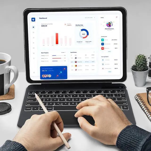 Alt view image 7 of 7 - Magic Keyboard for iPad Pro 11 2022 2021 2020 2018 / iPad Air 5 2022/Air 4 10.9 2020 Backlit Trackpad Keyboard Magnetic Smart Stand Cover for iPad Pro 11 inch 4th 3rd 2nd 1st Gen, iPad Air 5th 4th Gen