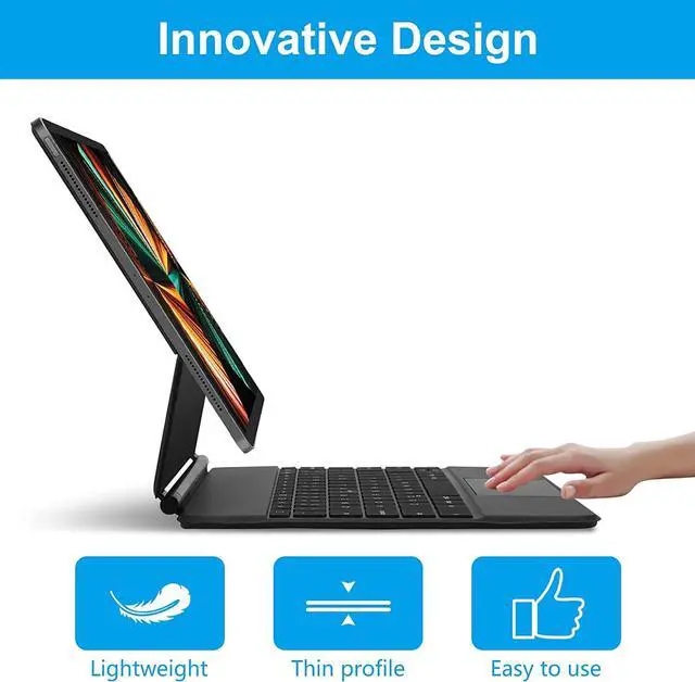 Alt view image 4 of 7 - Magic Keyboard for iPad Pro 12.9 2022 6th Gen / 2021 5th Gen / 2020 4th Gen / 2018 3rd Gen - Backlit Trackpad Keyboard Magnetic Folio Smart Stand Cover for iPad Pro 12.9" 6th & 5th & 4th & 3rd Gen